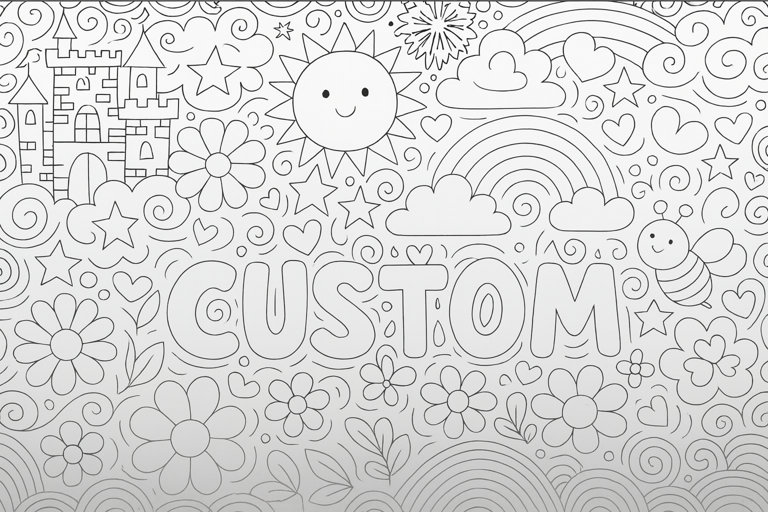 Custom Coloring Pages Personalized Fun for Kids 30" x 72"