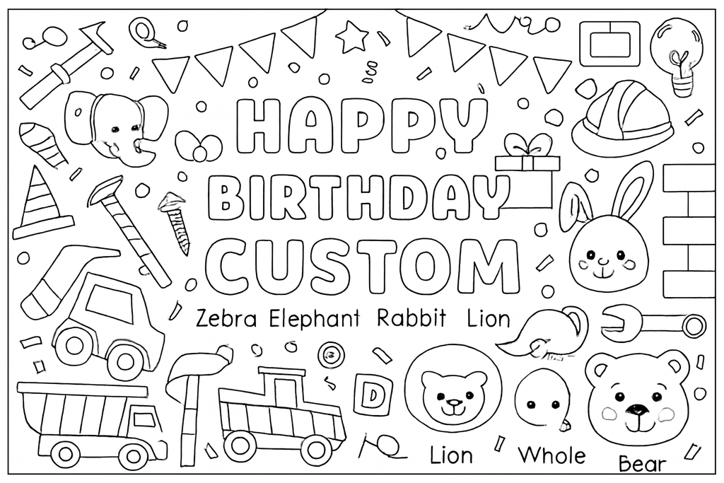 Custom Coloring Pages Personalized Fun for Kids 30" x 72"