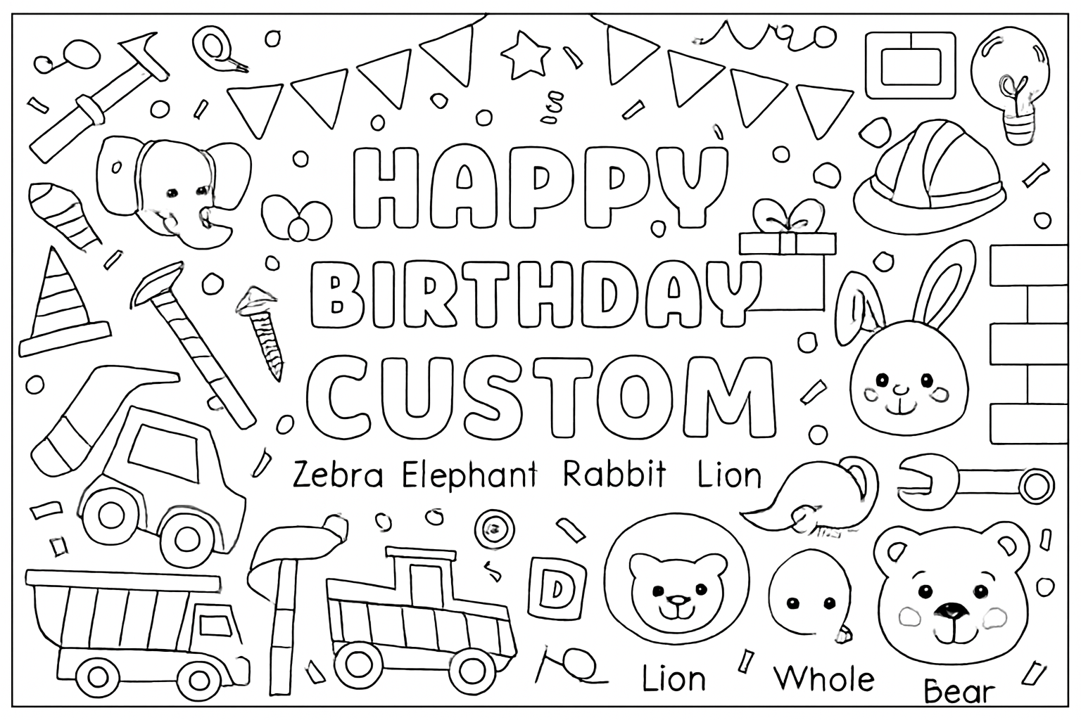 Custom Coloring Pages Personalized Fun for Kids 30" x 72"